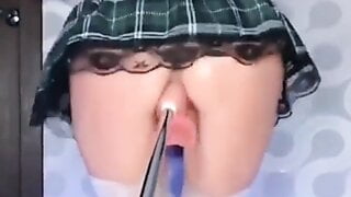 Horny slut fucked by fucking machine