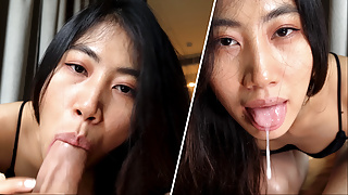 My Asian throat belongs to him – I swallow his cum – POV 4K